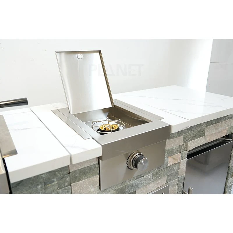 Modern Villa Garden Party Simple Stainless Steel 3 Burners BBQ Kitchen Cabinet Barbecue Grill