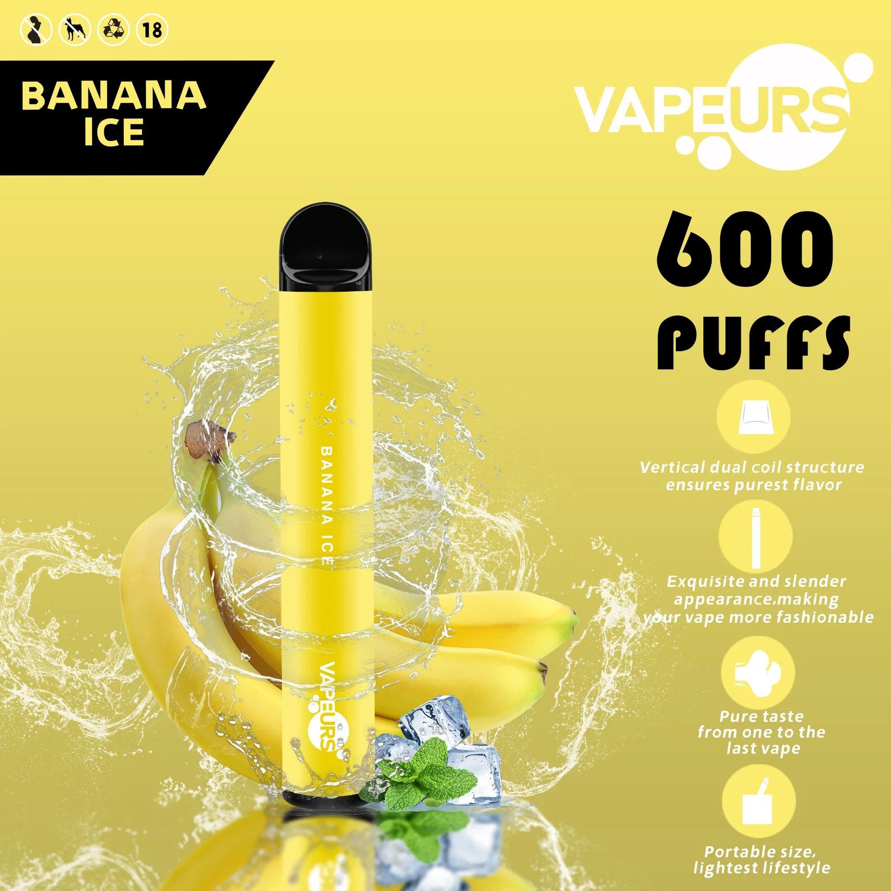 Shenzhen Factory Disposable/Chargeable Vape Pen 600 puffs 20 Flavors Vapes E-cigarette jetable