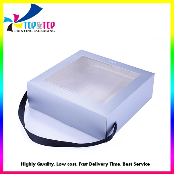 Exquisite Handmade Square Paper Box for Template with Display Window