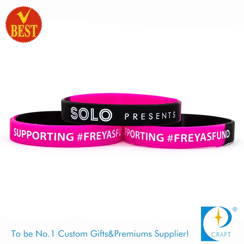 China pulsera de silicona personalizadas Pulsera de la banda con impresión CMYK como regalo promocional