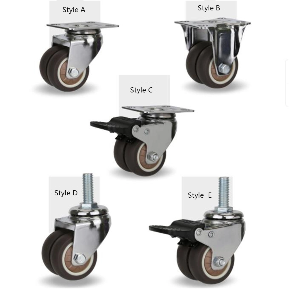 TPR Gummi Doppelrad Möbel Caster Universal Rad starr Swivel Bremsrollen Fabrik Industrie-Rollen mit Gewindestangen