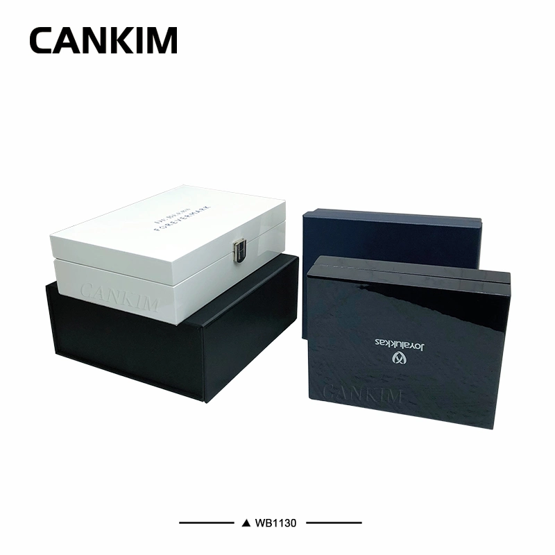 Cankim MDF Shinny Painting Jewelry Storage Box White Wooden Jewelry Box Large Jewelry Box for Set Jewelrys