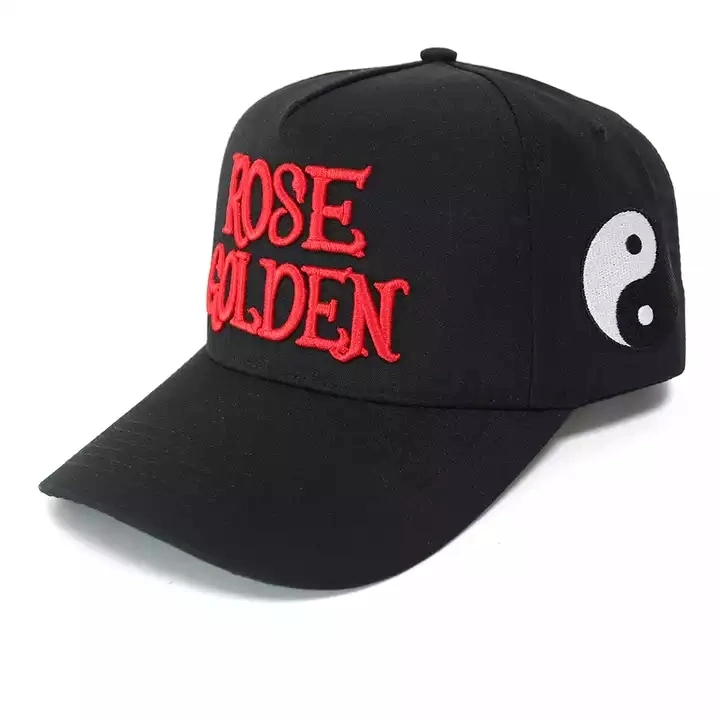 Logotipo de bordado estructurado en negro de 5 paneles de Professional personalizado Gorras de béisbol populares