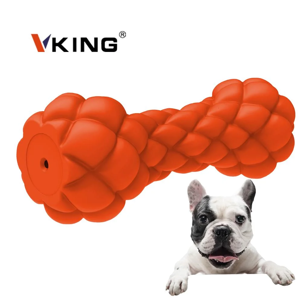 Interactive Squeaky Soft Rubber Dog Chew Toy Pet Puppy Toy Dumbbell Style Bone