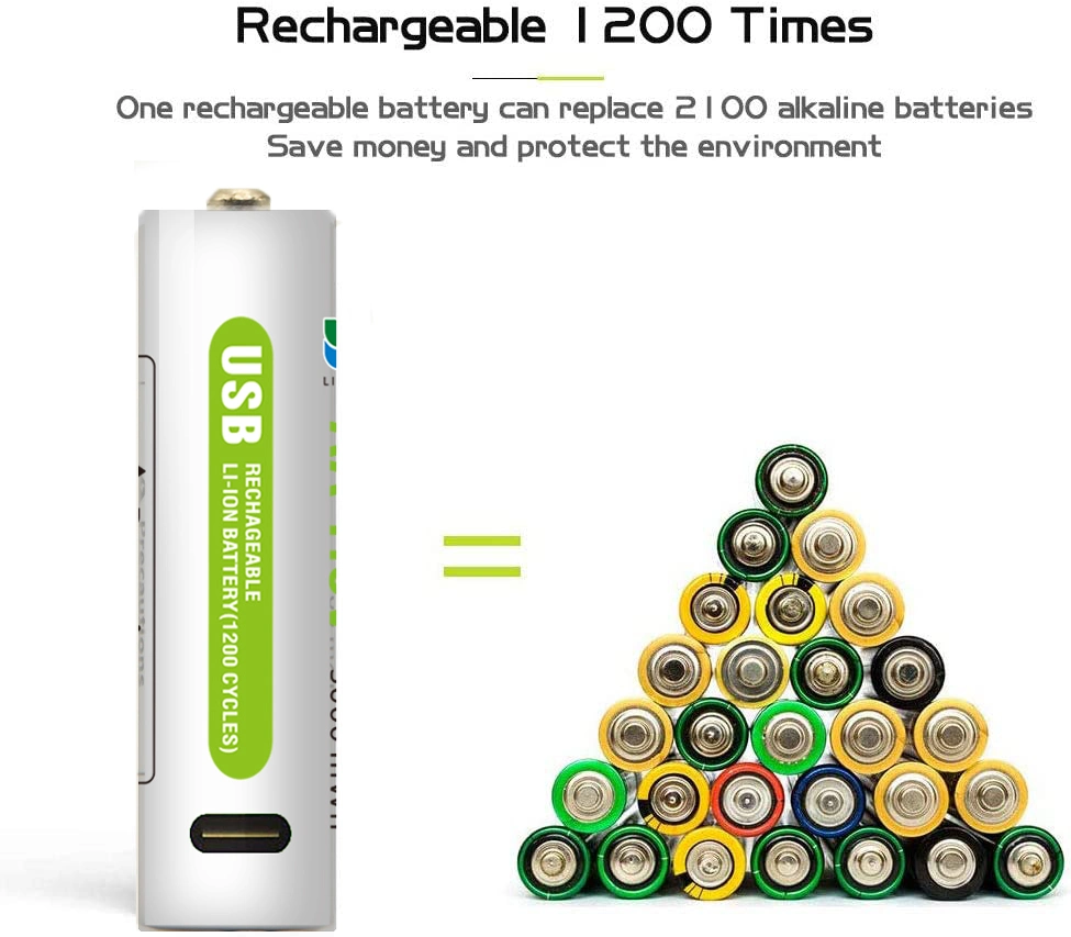 Batterie au lithium rechargeables AA avec câble de chargement chargement intelligente