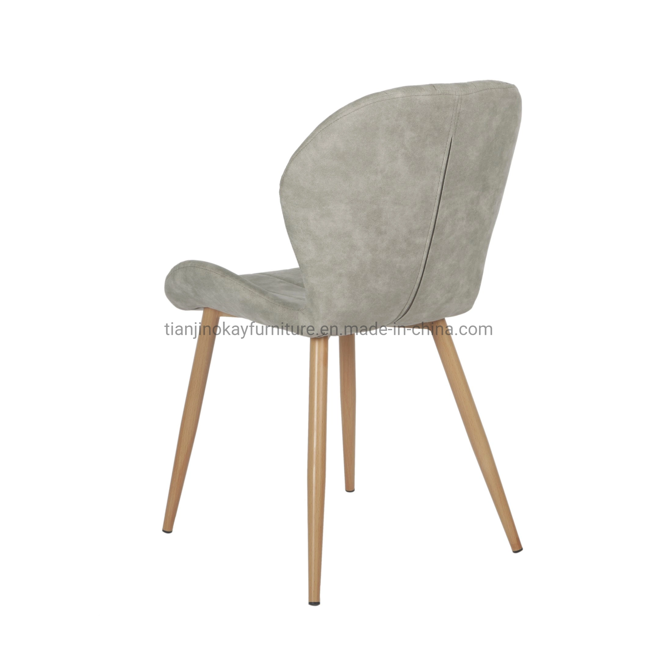 2021 Venta caliente tejido gris silla de comedor de madera con patas transferido