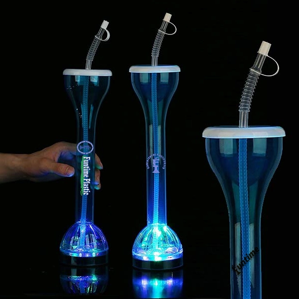 LED Light LED Tall Plastic Cups Straw Slush Ice Yard Drinking Cups