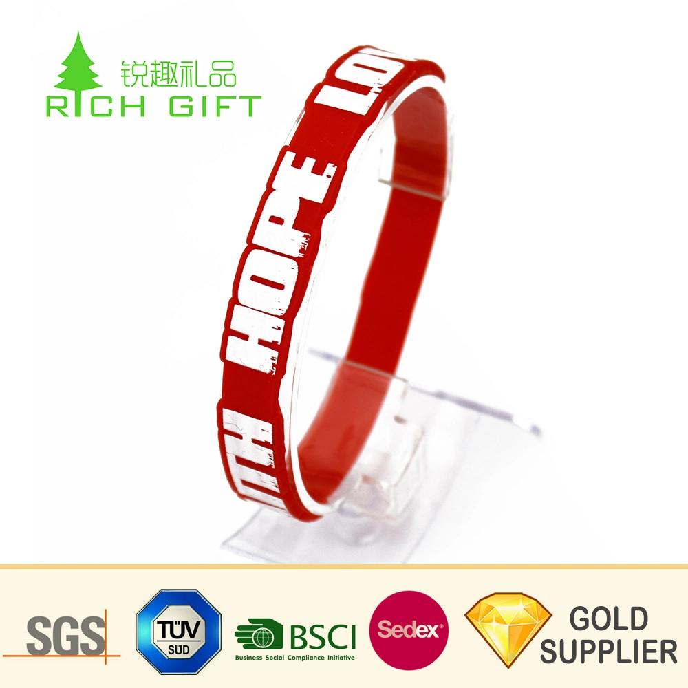 China Wholesale Custom Debossed Ink Filled Cool Egypt Silicone Wristband for Promotion