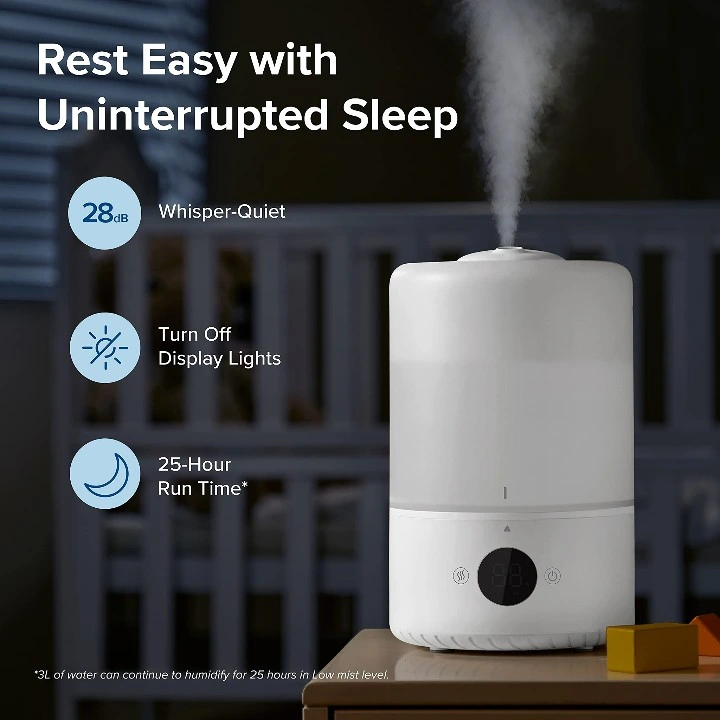 2023Nouveau capteur de chambre à coucher avec réglage automatique de l'humidité Smart Cool Mist Humidificateur