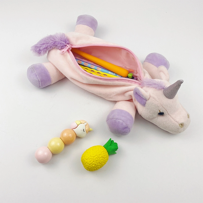 Popular Children Pen Bag 25cm Lovely Pink Unicorn Soft Plush Pencil Case