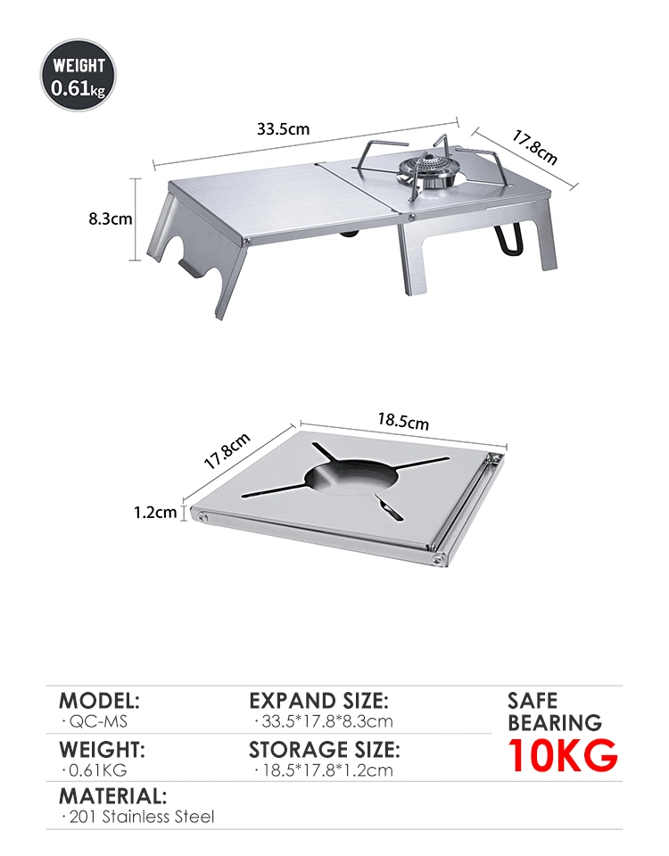 Stainless Steel Cooking Camping Stove Picnic Portable Desktop Folding Mini Table for Gas Stove Burners