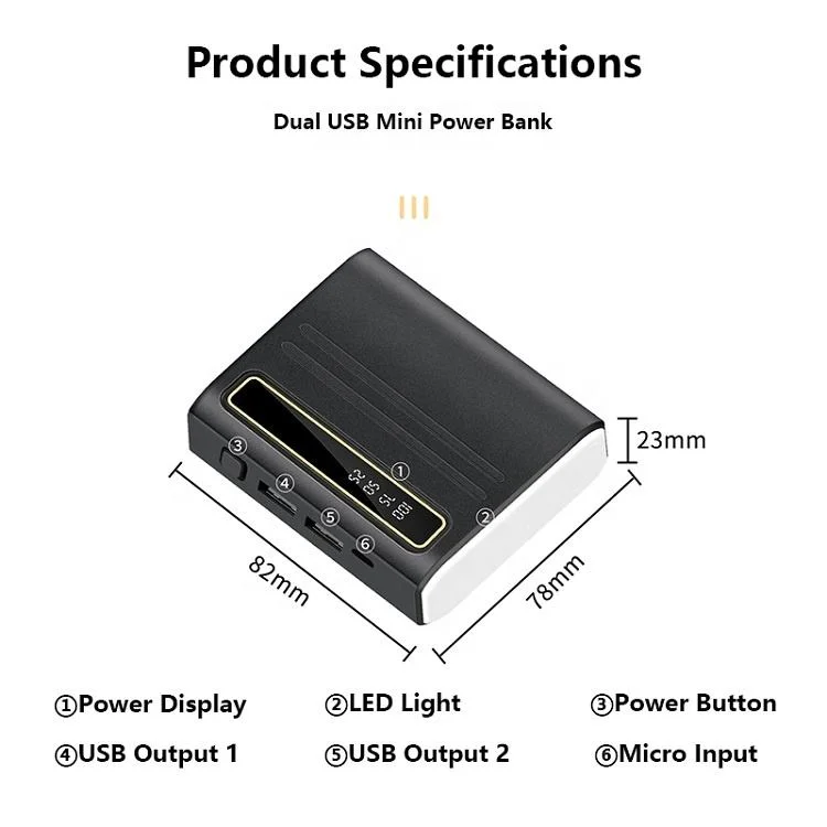 Power Bank Mini Cargador portátil USB dual Powerbank 5000 mAh pantalla digital LED Powerbank