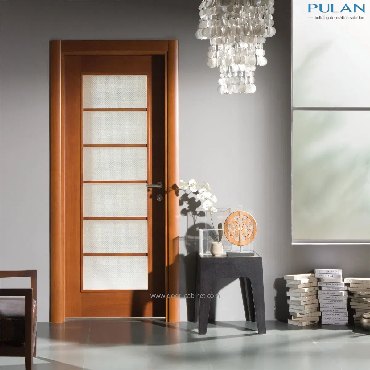 Chinese Factory Classic Glazed Grained PVC Covering Wooden Door