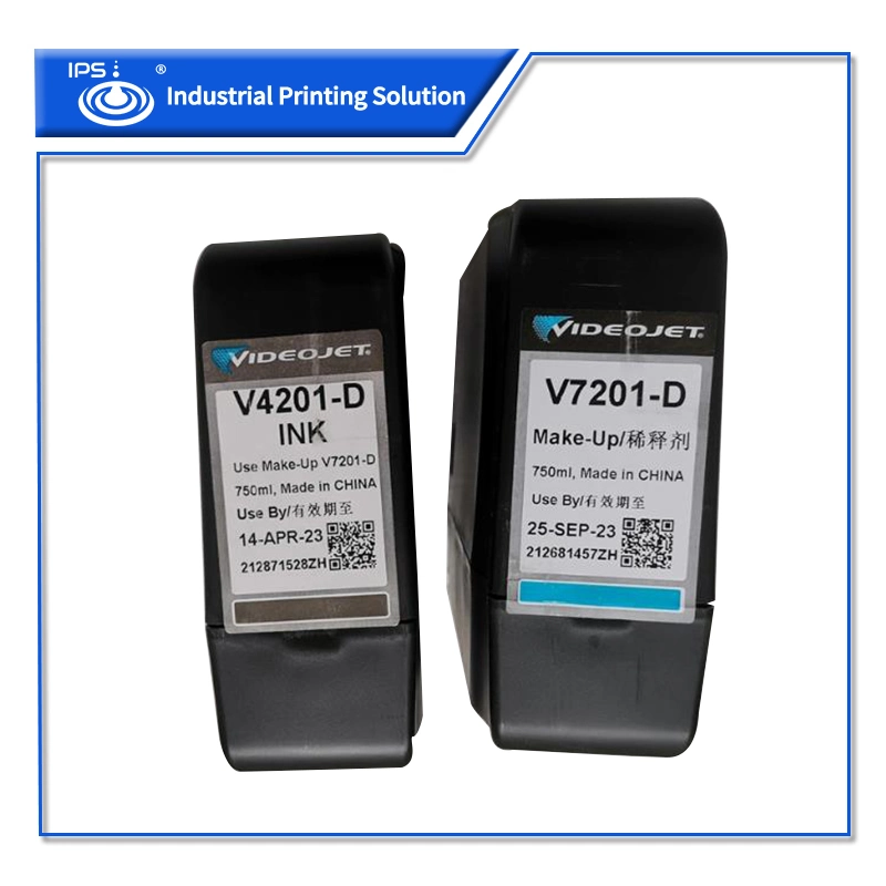 750ml Videojet V7201/7205-D Solvant Makeup Ink Cartridge for 1240/1280/1580/1880 Inkjet Printer Consumable
