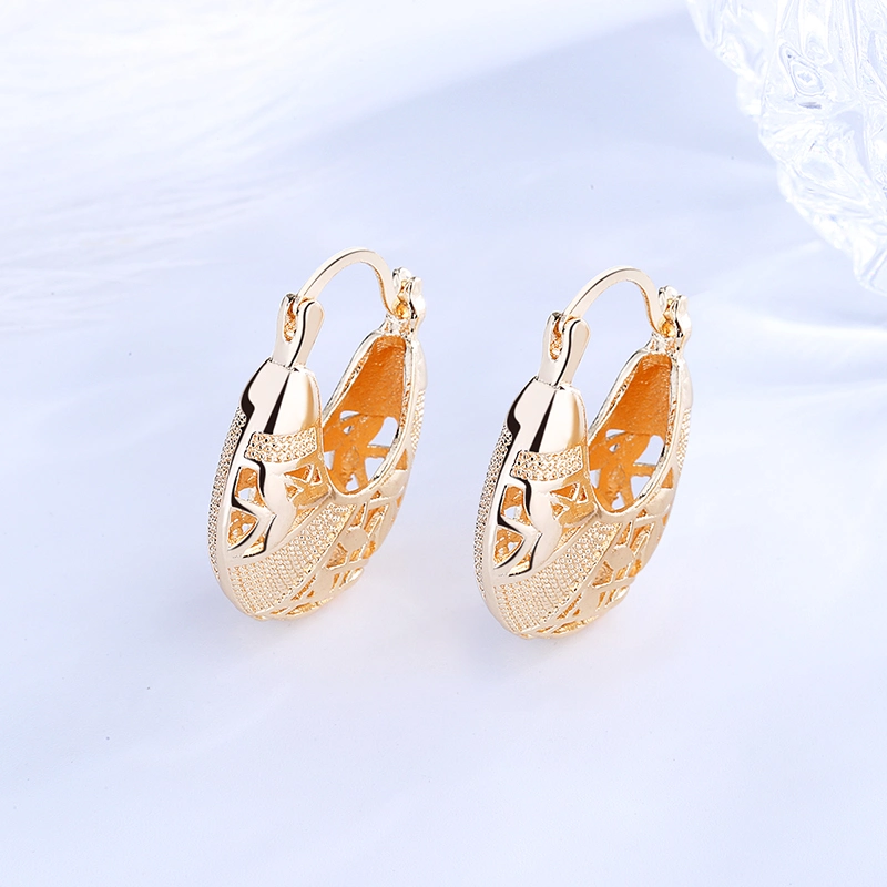 Fashion Gold Plat Copper Alloy Hoop Earrings Gold Plated Jewelry