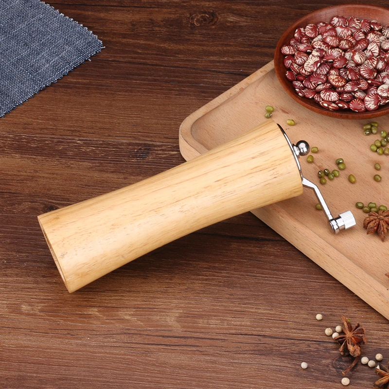 Custom Logo Oak Wood Pepper Spice Mill Grinder Set Handheld Seasoning Mills Grinder Ceramic Grinding Core BBQ Tools Set