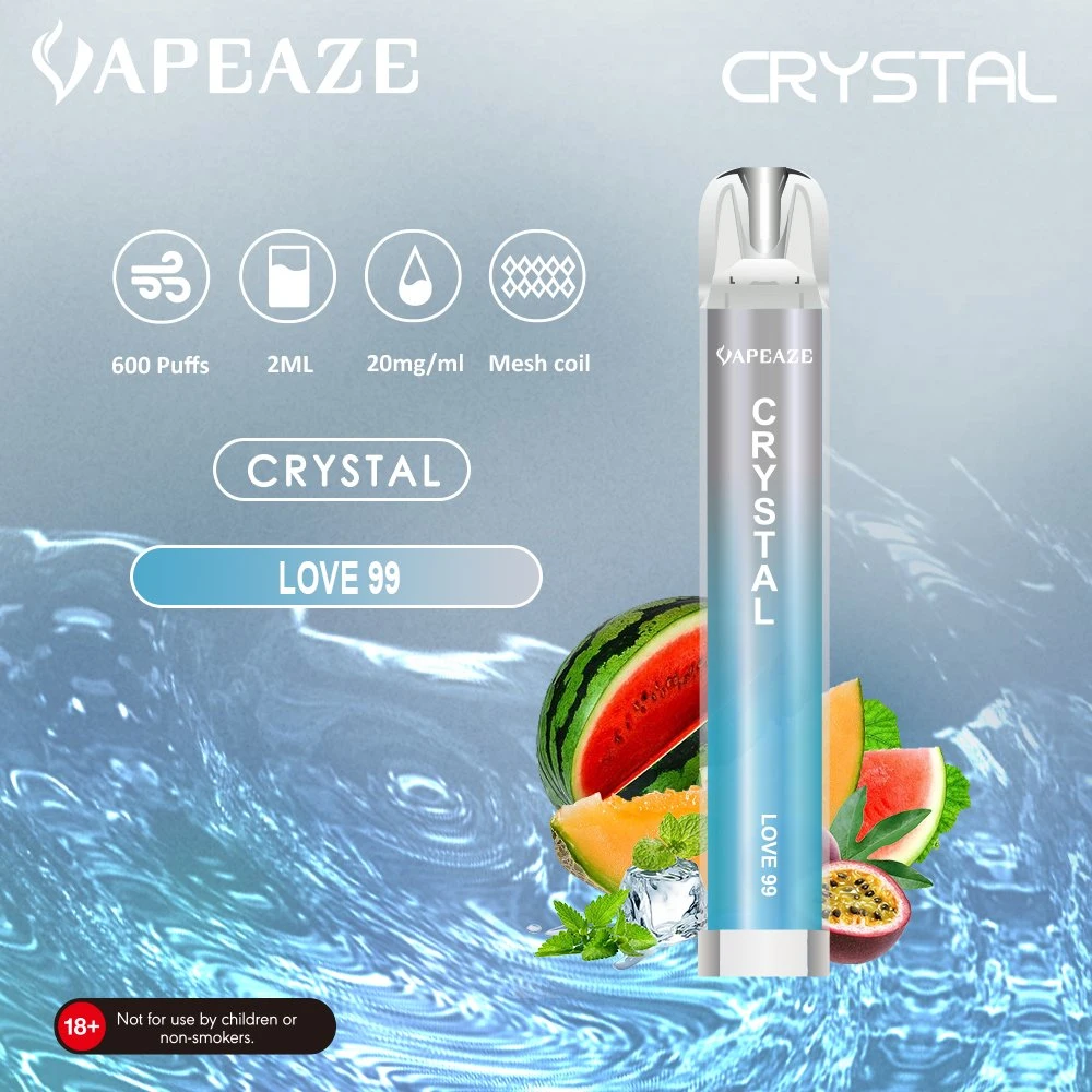 2ml Crystal Bar 600 Puff 0% Nicotine Tpd Certified Disposable Vape"