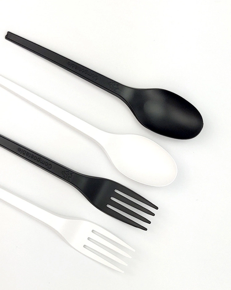 Disposable Restaurant Thickened PLA Plastic Spoon Fork Plastic Cutlery for Food