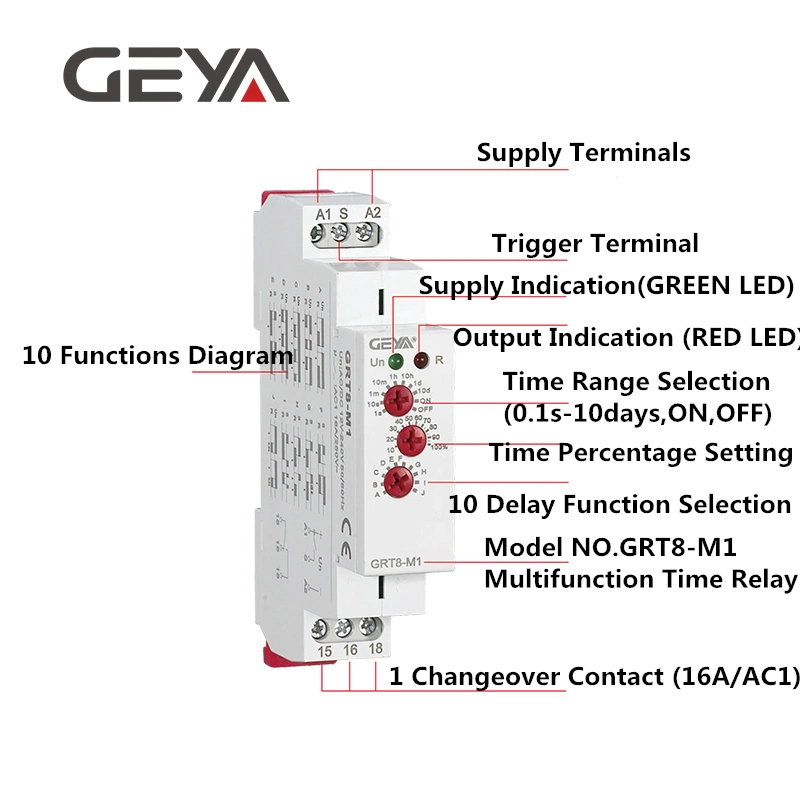 Temporisateur de mise sous tension du relais réglable 230 V Geya 12 V CC