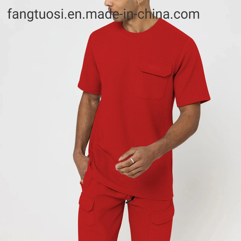 Pantalón corto de verano de dos piezas liso de ropa deportiva informal para hombre Manga Shorts conjunto conjunto de chándal conjunto de sudadera