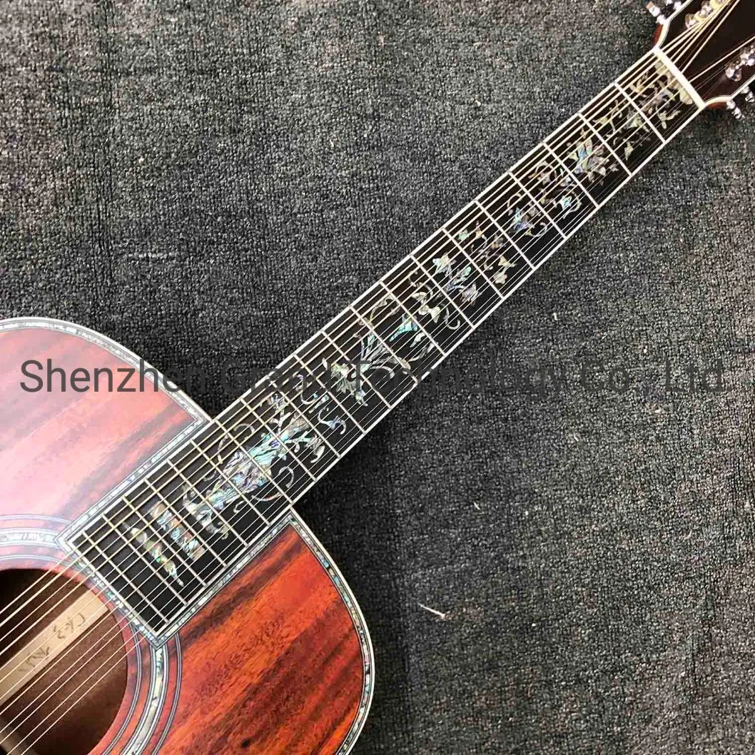 Custom 12 Strings D45K Deluxe Solid Koa Wood Abalone Inlay Acoustic Guitar with Matti Finishing