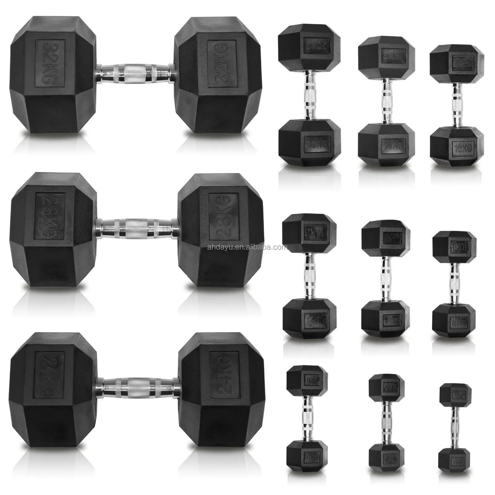 Wholesale/Supplier Fitness High quality/High cost performance  Black Hexagonal Rubber Coated Dumbbell