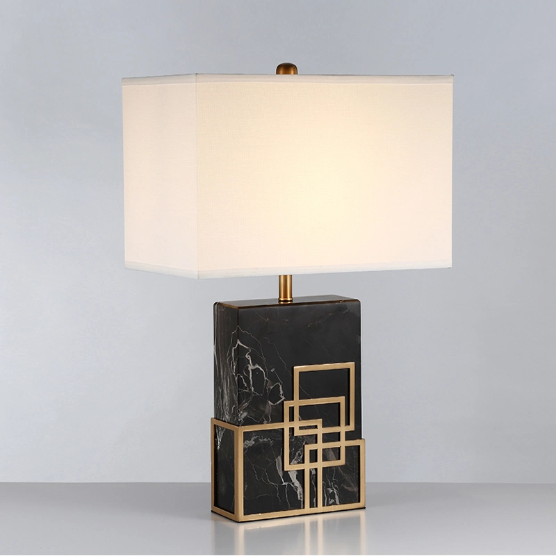 Decoration Creative Indoor Modern White Light Shape Table Lamp with Black Marble Base for Living Room Bedroom House Bedside Nightstand Home Office Family