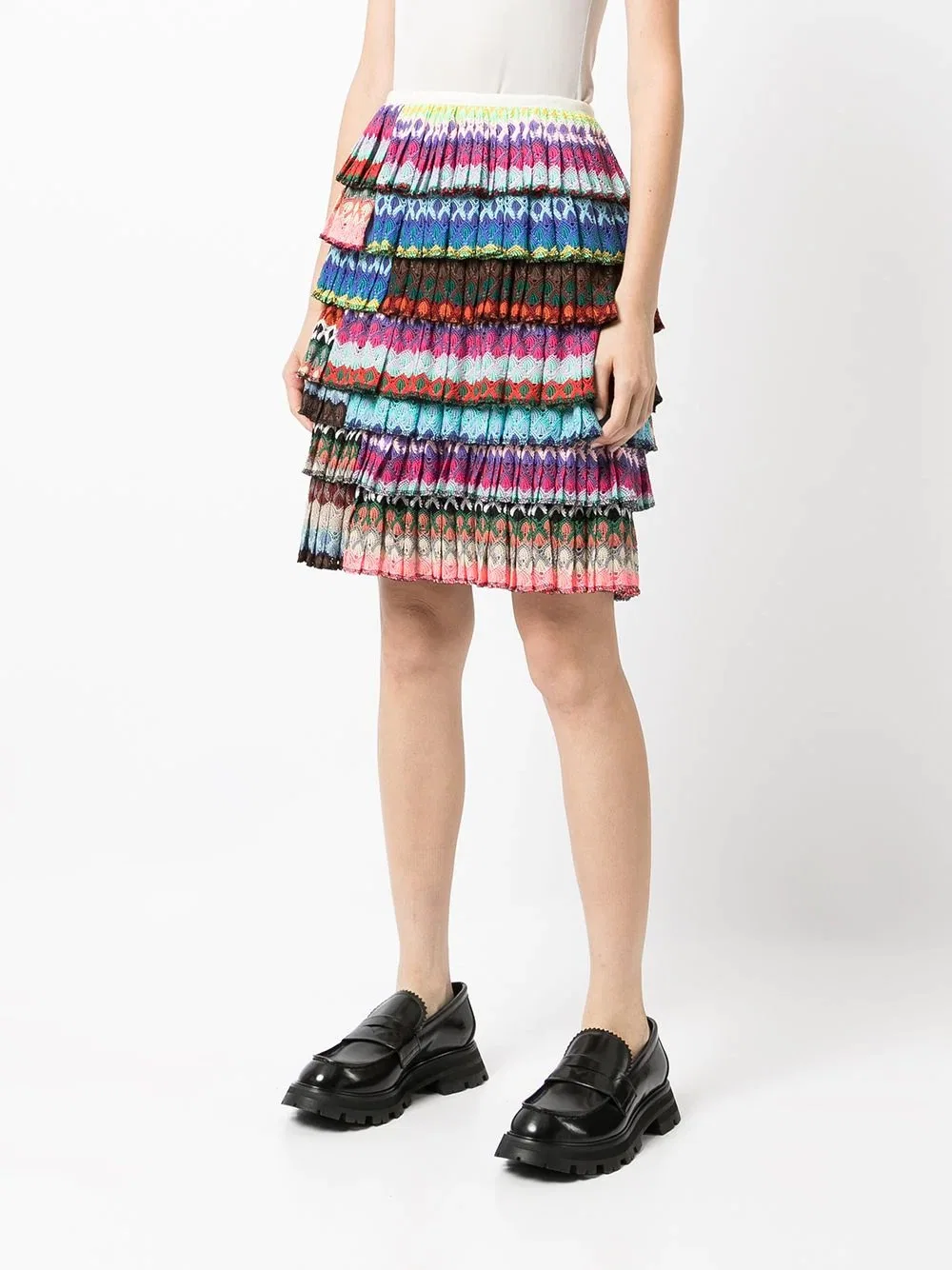 OEM China Custom Apparel Factory Hot Fully-Ruffled Polyester Multicolour Short Skirt