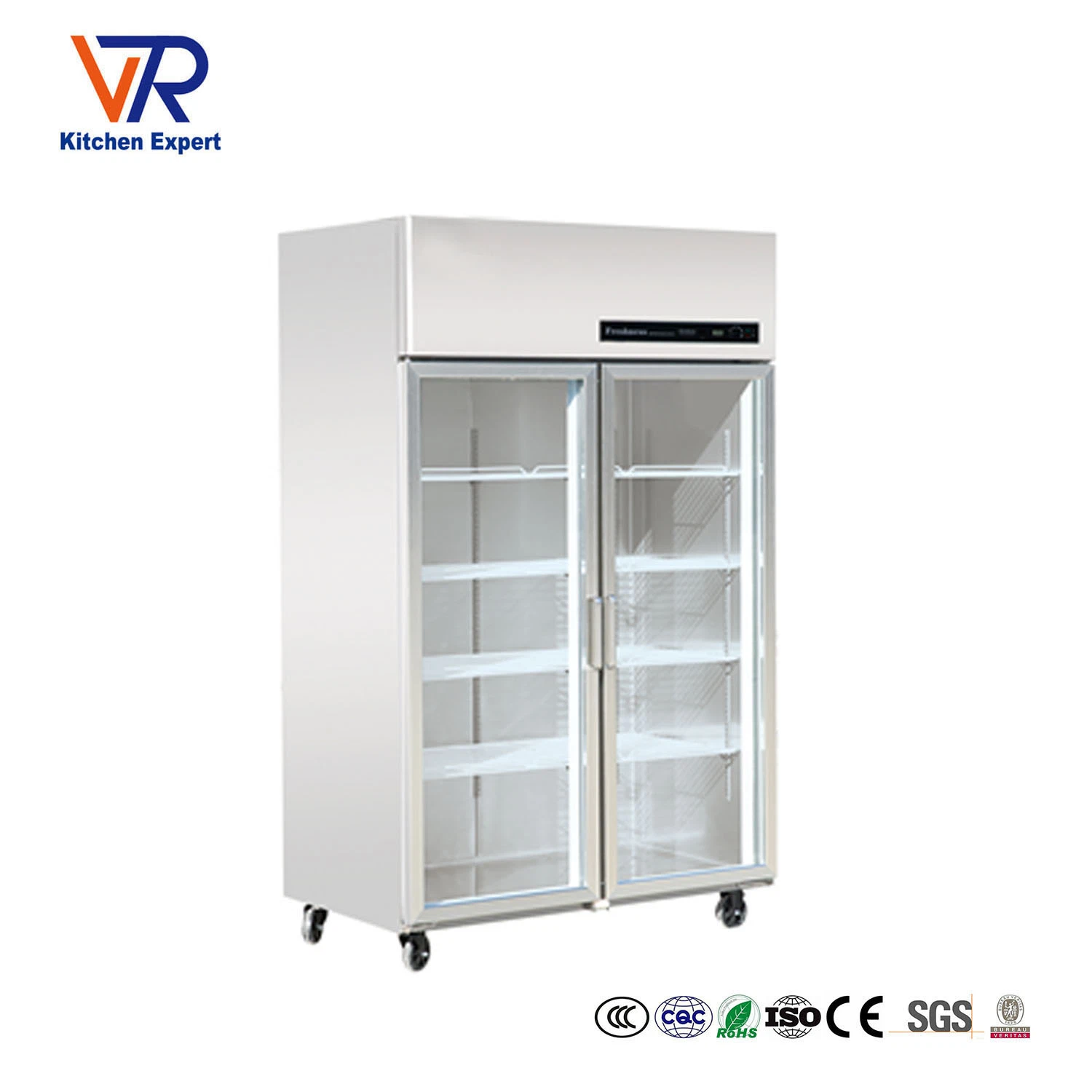 Réfrigérateur commercial congélateur à double portes vertical congélateur profond avec porte en verre
