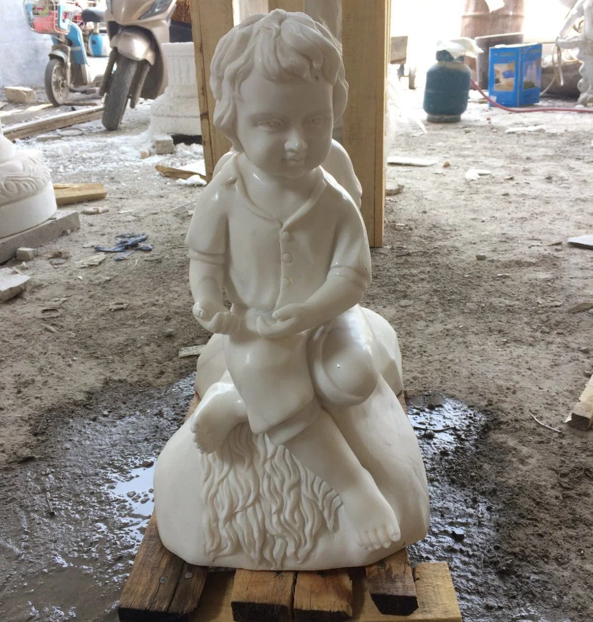 Statue en marbre blanc Angel Baby Stone (SYMS-223)