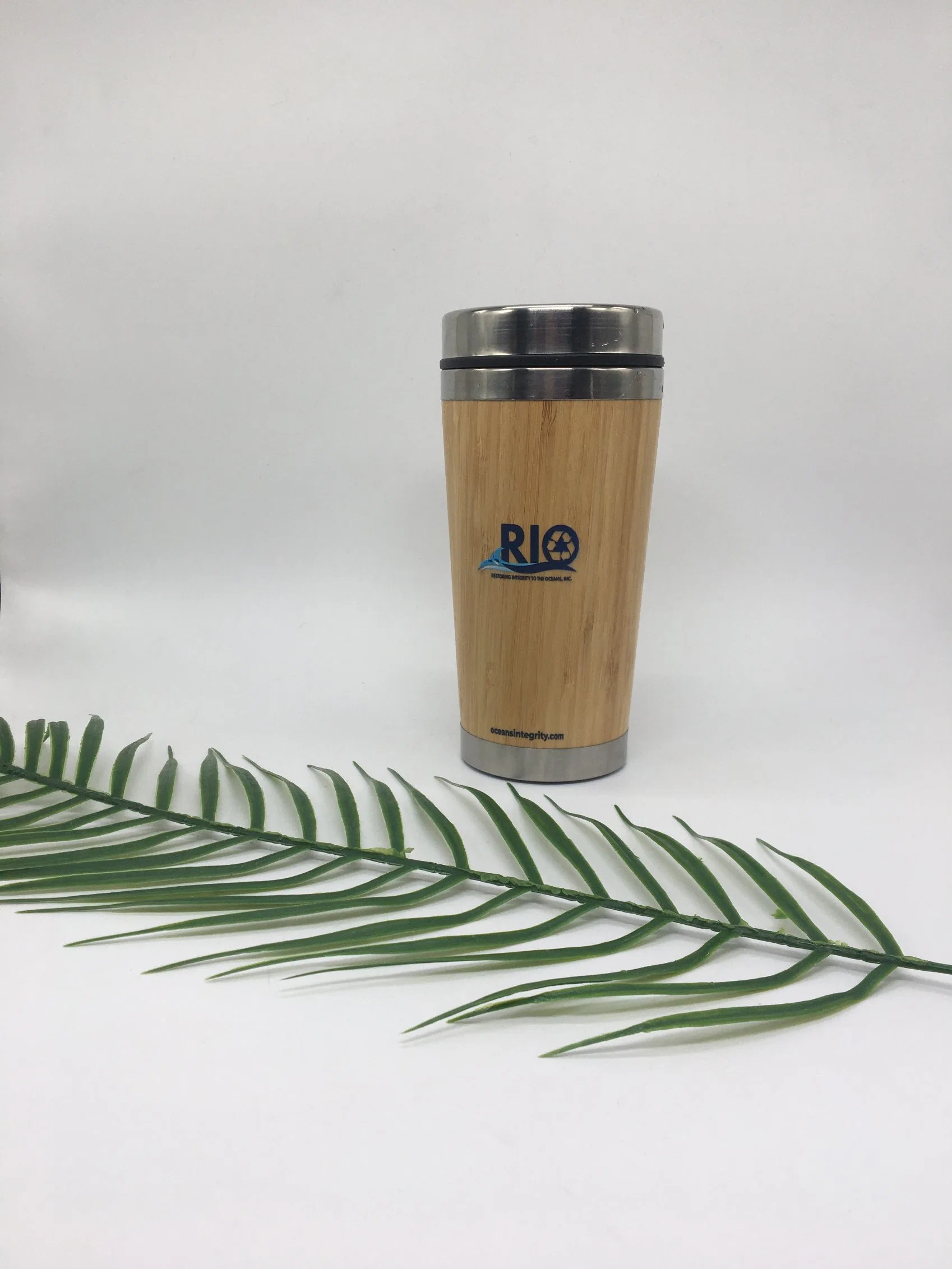 Travel Insulated Coffee Cup Stainless Steel Bamboo Mug with Lid