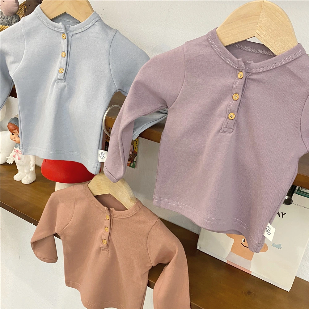 High quality/High cost performance  Latest Children Tops Kids Shirt Hoodie Baby Combed Cotton Girls Plain Long Sleeve Pullover