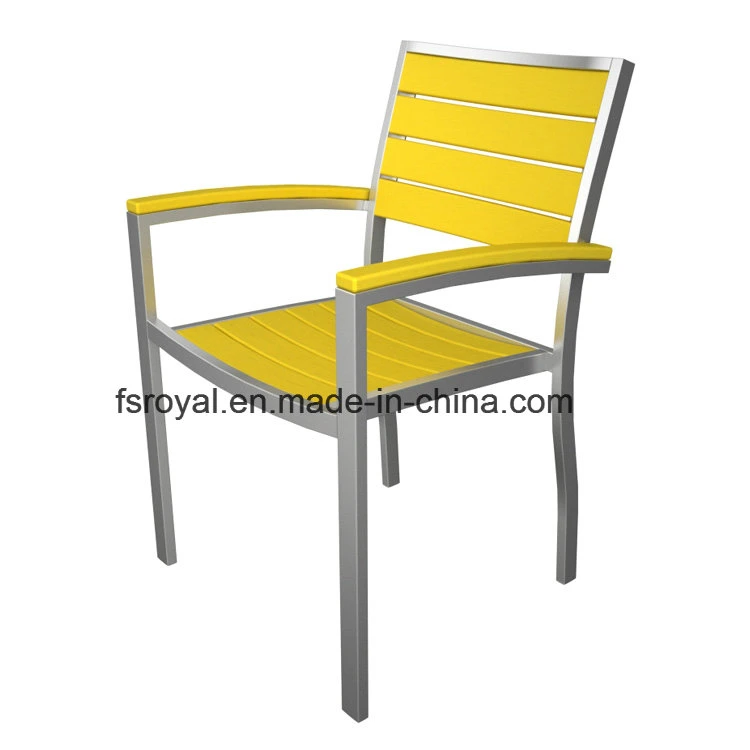 Outdoor Hotel Patio Plastic Wood Beach Dining Chair Set Faux Móveis de madeira