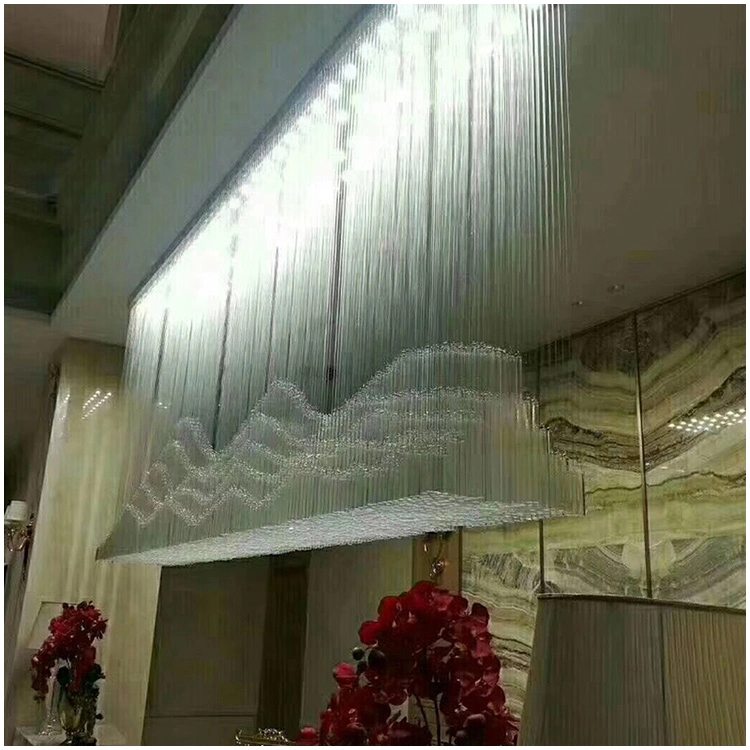 Custom Crystal Ceiling Light Fixture for Dining Room Wedding Centerpieces Crystal Rectangle Chandelier