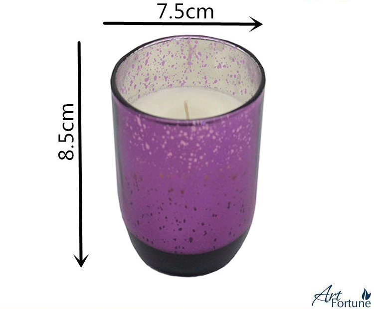 Color Sprayed Snow Laurel Perfumed Glass Jar Candle with Silver Plating for Christmas