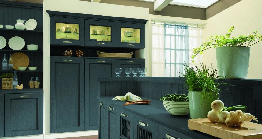 Diseño moderno y elegante de madera maciza gabinetes de cocina Bsk-40