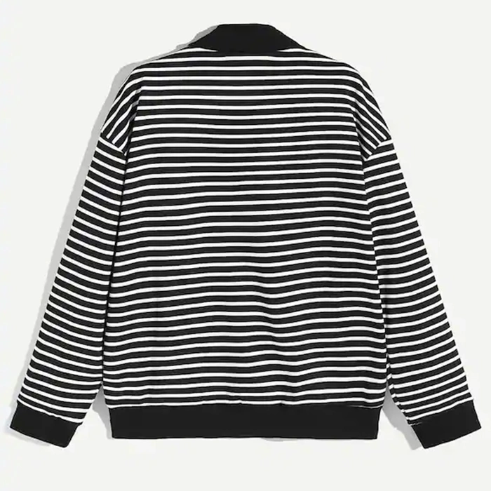 New Arrival Men&prime; S Plus Size Striped Polo Shirts Long Sleeve T-Shirt Zipper Cotton Shirts Fashion Spring Men&prime; S Wear