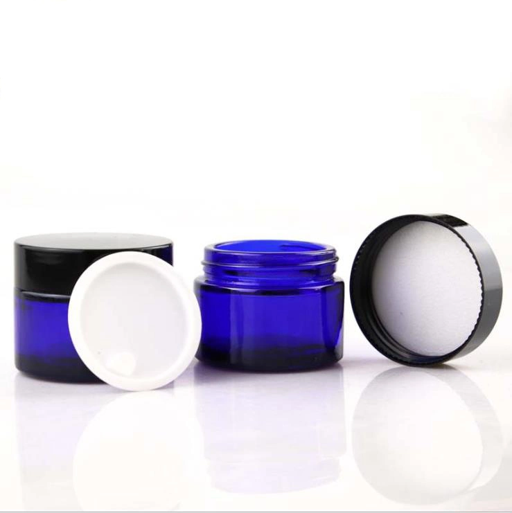 20/30/50g Blue/Green Glass Empty Cream Jar with Inner Lined for Cosmetic Packaging