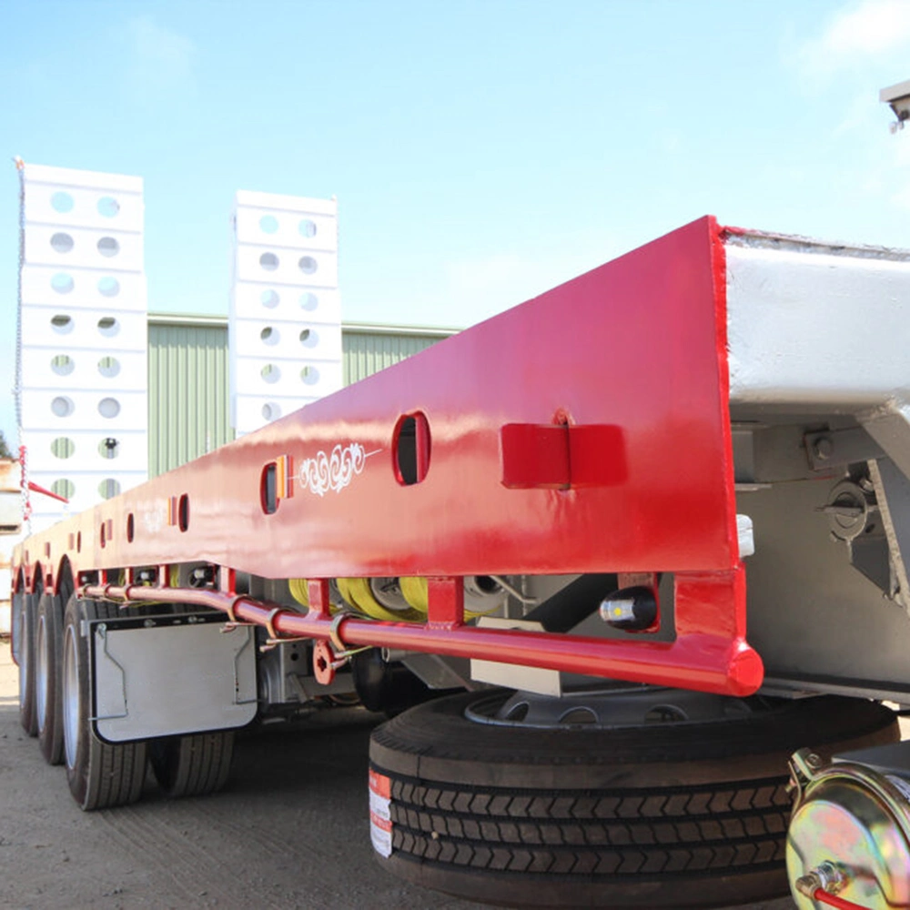 Tri 4 Axle Low Loader 60-120t Excavator Semi Truck Trailer Lowboy Low Bed Drop Deck Semi Trailer Cargo Gooseneck Dolly Lowbed Trailer for Sale