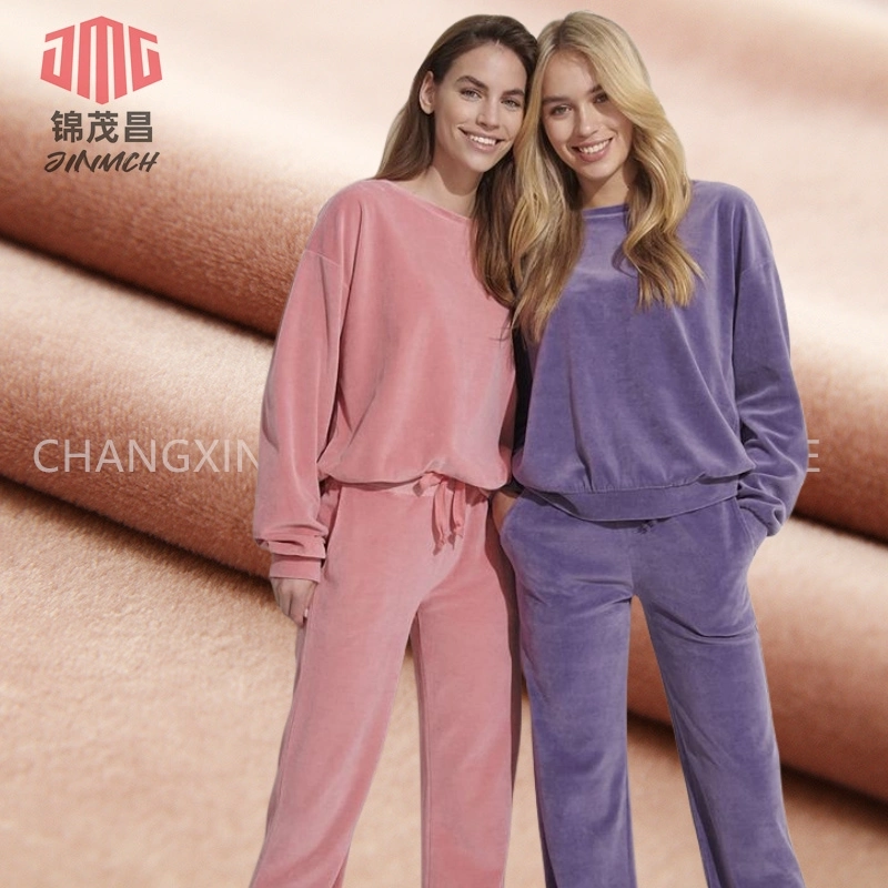 Jinmch Tissu tricoté 95% polyester 5% élasthanne Super doux Velours pelucheux uni teint 270GSM/160cm pour textile d'intérieur Pyjamas Vêtements.