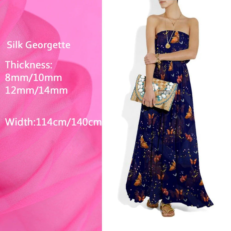 Diseños personalizados impresos digitales Georgette de seda vestidos para damas tejidos