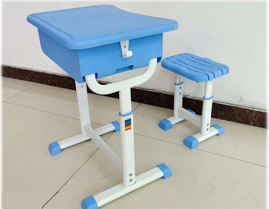 Single Modern Adjust Plastic Metal Frame Study Table with Chair for School