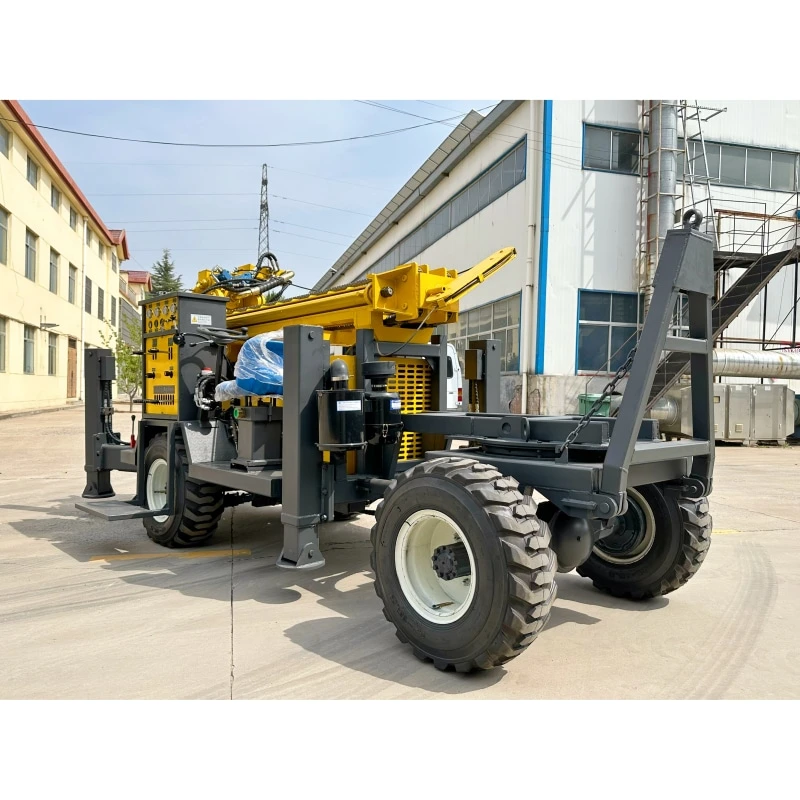 Perfuração de poços de água com furo para motores a diesel de 260 m, Rig Machineletelf - tipo de roda Abertura e fecho da correia da cabeça de transmissão elétrica