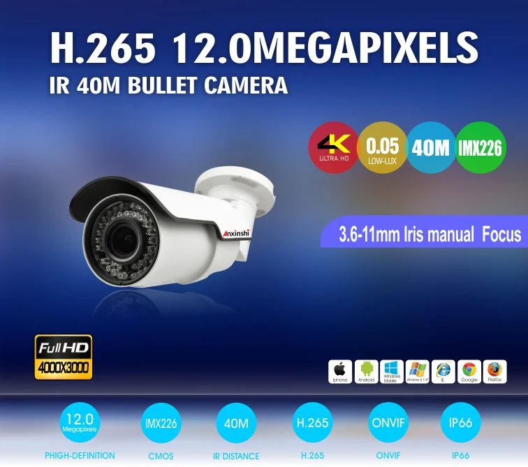 4K Sony melhor CMOS de câmera de Segurança em Casa Sony226 Bullet 12MP