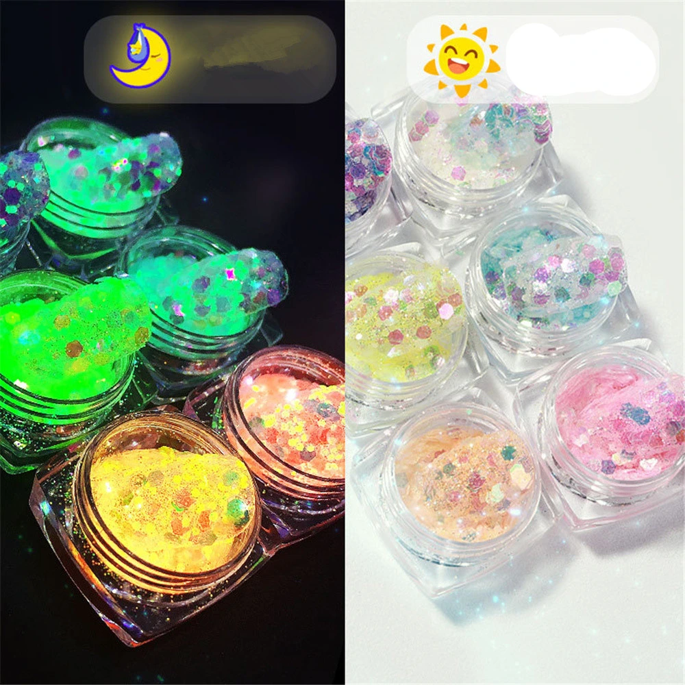 in 2022, The Internet Celebrity Explosion Style Luminous Sequins Nail Jewelry Korean Big Sequins Color Korean Style Flashing Nail Decoration