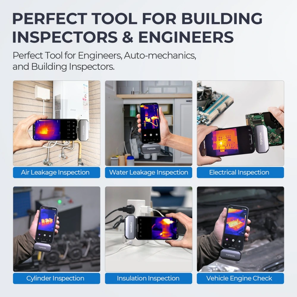 Topdon Tc002 Mini Small Портативный смартфон использование Thermography Measurement Imaging Тепловизор USB C детектор стабилизатора камеры кулачкового смещения Безопасность ИК-инфракрасное излучение Тепловая камера