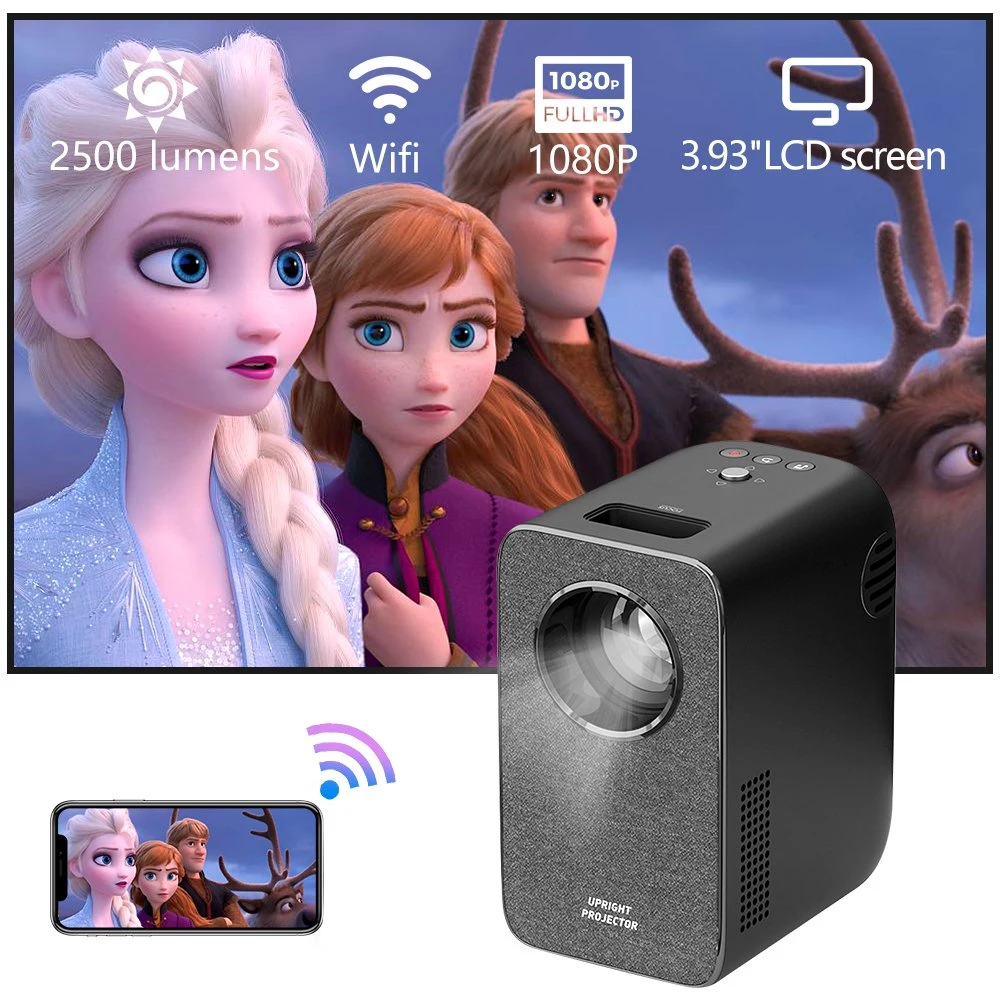 Mini projetor de ecrã de rede doméstica com fios para sistema de entretenimento 2023 Mini Micro Projector de vídeo WiFi USB Full HD Smart Video sem fios