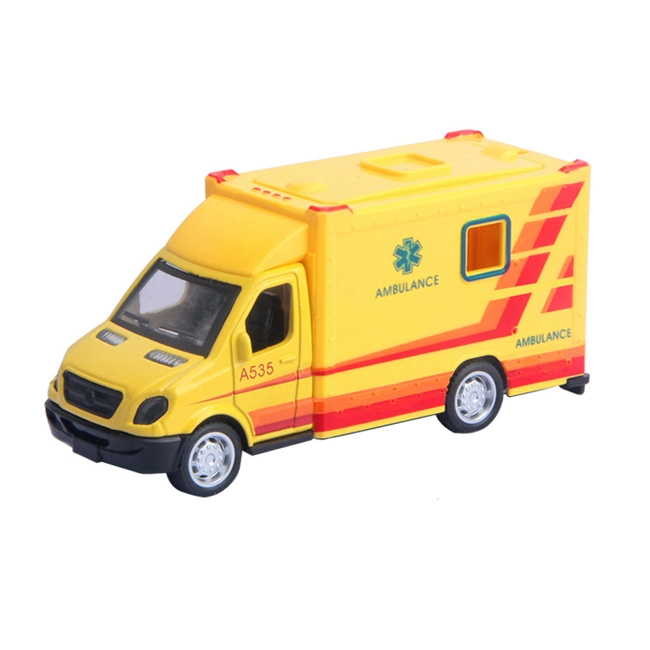 1: 38 niños Metal Ambulac Modelo de vehículo de juguete Emulacional aleación modelos de coche tirar de nuevo Diecast Ambulance Juguetes para la promoción