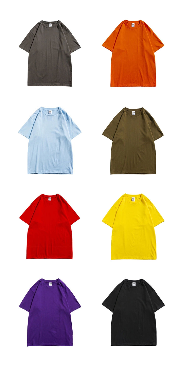 El Verano de alta calidad 100% algodón liso Hombres camiseta personalizada hombro caída Logotipo gráfico de tamaño de impresión, además de los hombres de cuello o camisetas