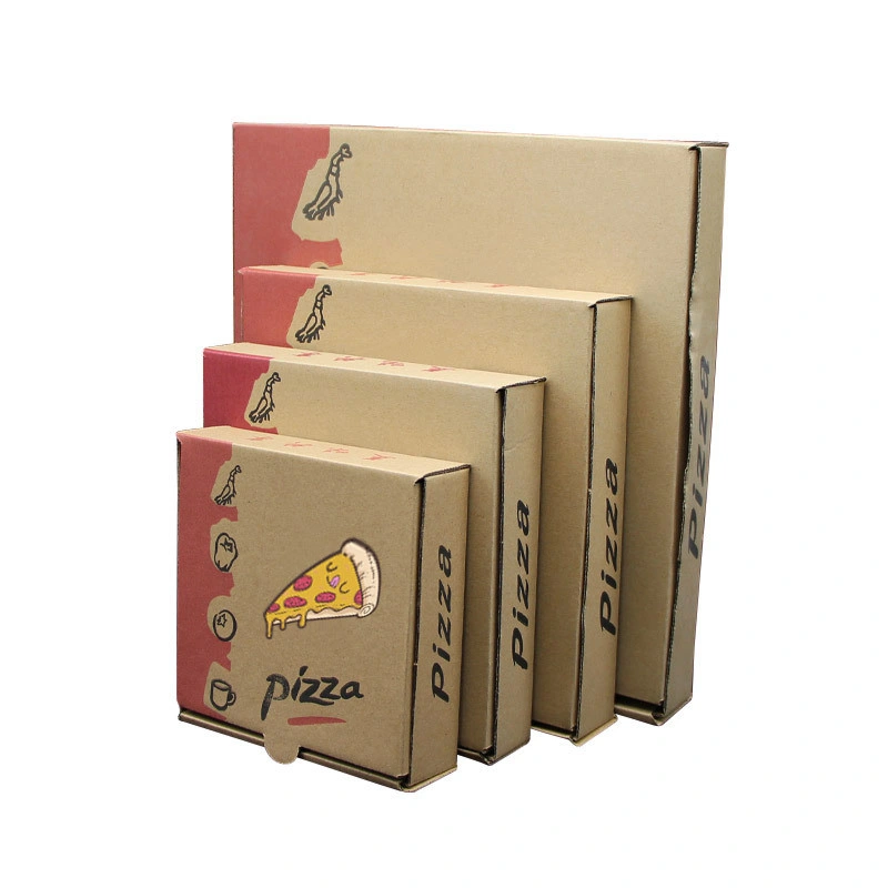 Customized Full-Color Printing Disposable Take out Pizza Food Packing Paper Box with Environmental Friendly Material